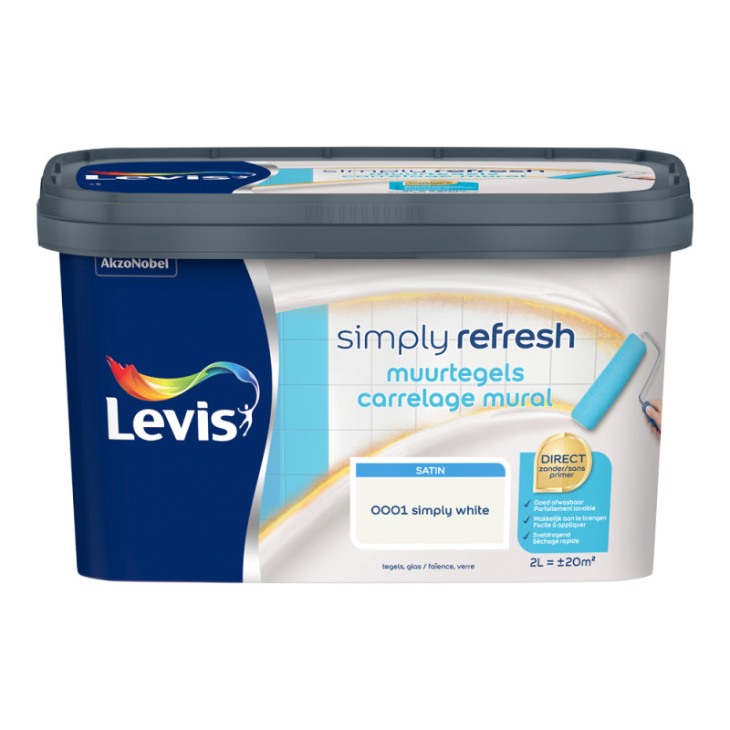 Peinture pour carrelage mural Simply Refresh blanc satin 2 L LEVIS