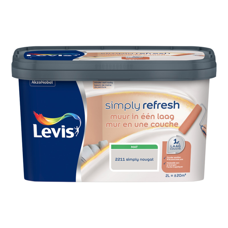 Peinture pour murs Simply Refresh simply nougat mat 2 L LEVIS