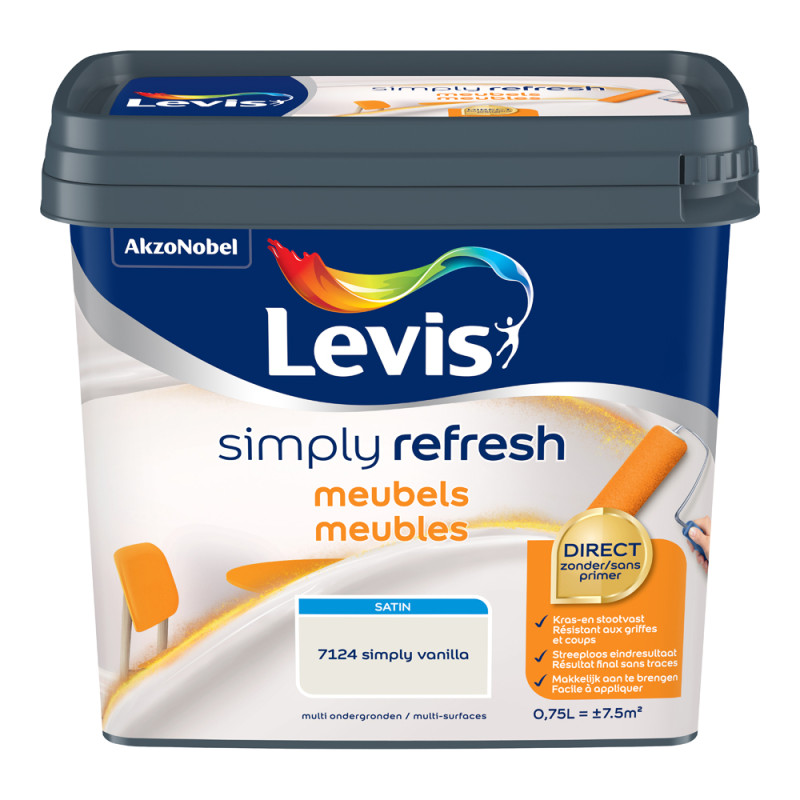 Peinture pour meubles Simply Refresh simply vanilla satin 0,75 L LEVIS