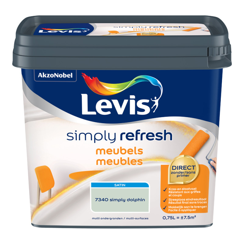 Peinture pour meubles Simply Refresh simply dolphin mat 0,75 L LEVIS