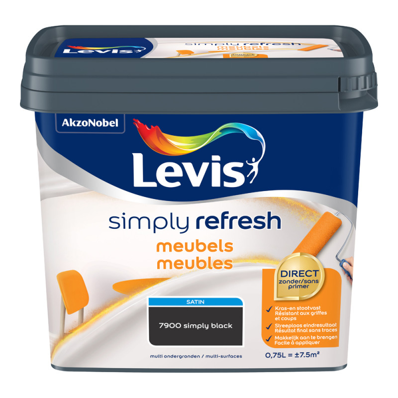 Peinture pour meubles Simply Refresh noir satin 0,75 L LEVIS