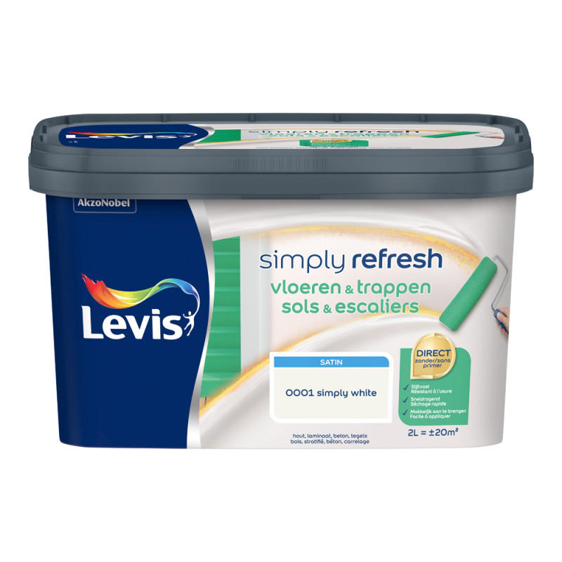 Peinture pour sols et escaliers Simply Refresh blanc satin 2 L LEVIS