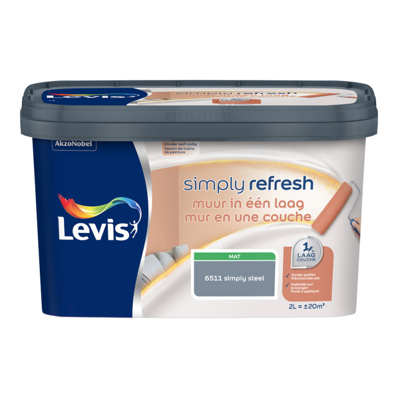 Peinture pour murs Simply Refresh simply steel mat 2 L LEVIS