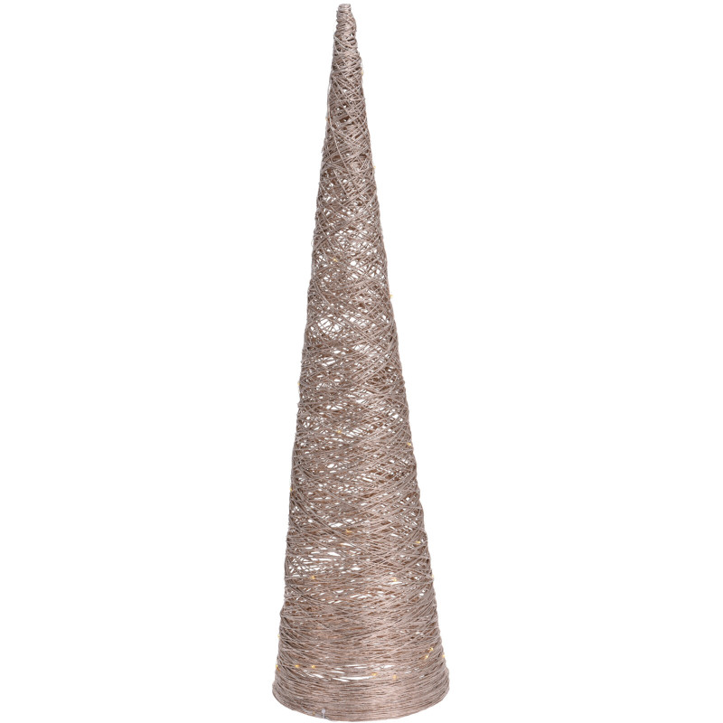Cône en raffia LED blanc chaud 80 cm