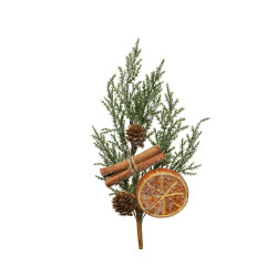 Branche enneigée cannelle pomme de pin 30cm – Déco Noël festive