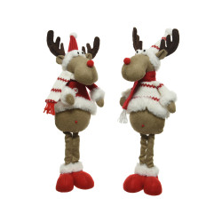 Cerf de Noël 43cm avec écharpe et bonnet – Déco festive

