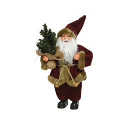 Père Noël avec sapin 30 cm – Déco festive | DECORIS