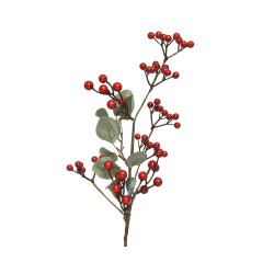 Branche Baies Rouges Mousse 65cm – Déco Noël Naturelle