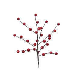 Branche à baies rouges en mousse 26 cm – Déco de Noël festive