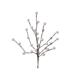 Branche Baies Blanches Mousse 26cm – Déco Noël Festive