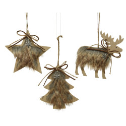 Figurine fourrure à suspendre 13 cm – Déco festive | DECORIS