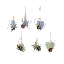 Suspension Bois & Métal 9cm – Déco Festive | DECORIS