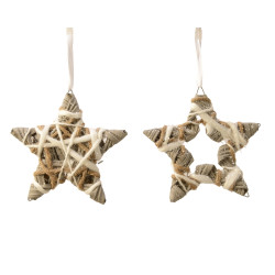 Étoile jute coton Ø 15 cm – Déco Noël suspendue

