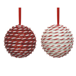 Boule de Noël en mousse rouge et blanche Ø 10 cm – Déco festive | DECORIS