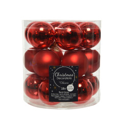 Boule de Noël Rouge Verre Ø 4cm 18 Pcs – Décoration Festive

