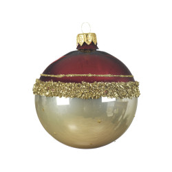 Boule de Noël Verre Bordeaux Perle Ø 8cm – Élégance Festive

