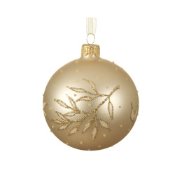 Boule de Noël Verre Branche Perle Ø 8cm – Déco Festive | DECORIS