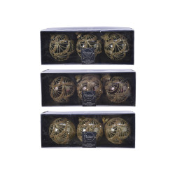 Boule de Noël en verre à sequins Ø 8 cm – Lot de 3 pièces | DECORIS