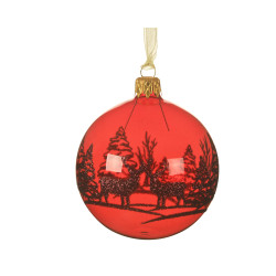 Boule de Noël Renne Rouge Verre Ø 8 cm – Festive | DECORIS