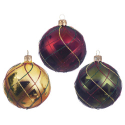 Boule de Noël Verre Carreaux Ø 8cm – Déco Festive | DECORIS