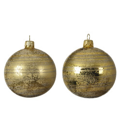 Boule de Noël Verre Rayures Dorées Ø 8 cm – Festive & Chic