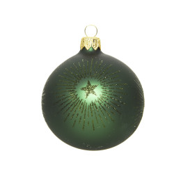 Boule de Noël Verre Étoile Polaire Vert Pin Ø 8 cm – Festive | DECORIS
