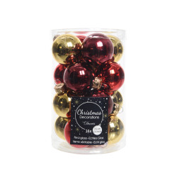 Boules de Noël Verre Dorées Rouges DECORIS – Élégance Festive

