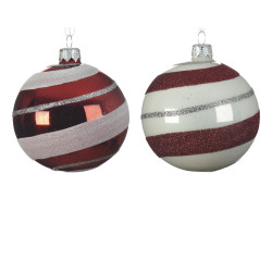 Boule de Noël Verre Volutes Horizontales 8cm – Déco Festive | DECORIS