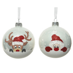 Boule de Noël Verre Flocage Blanc Ø 8 cm – Déco Festive | DECORIS
