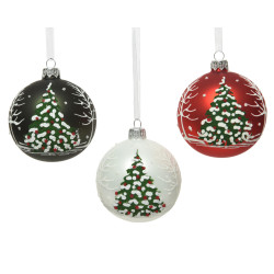 Boule de Noël Verre Sapins Ø 8 cm – Déco Festive | DECORIS

