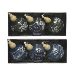 Boule de Noël en verre, motif flocons Ø 8 cm (3 pièces) – Déco festive