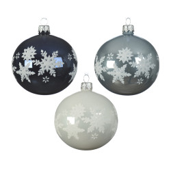Boule de Noël Verre Flocons Ø 8cm – Déco Festive | DECORIS