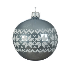 Boule de Noël Verre Bleu Brumeux Ø 8 cm – Élégance Hivernale

