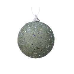 Boule de Noël Mousse Vert Étoiles Ø 8cm – Déco Festive | DECORIS

