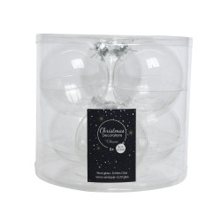 Boule de Noël Verre Transparent Ø 8cm – Lot de 6 | DECORIS