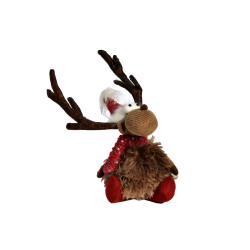 Renne assis avec écharpe 36 cm
