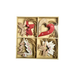Set de décorations en bois 16 pièces
