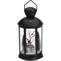 Lanterne avec scène de Noël LED