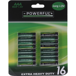 Pile saline AAA 1,5 V 16 pièces