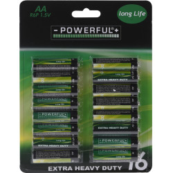 Pile saline AA 1,5 V 16 pièces