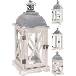 Lanterne en bois 16 x 16 x 41 cm