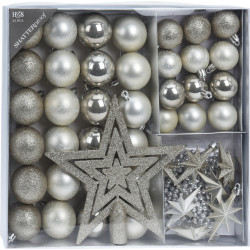 Set de décorations pour sapin blanc 45 pièces