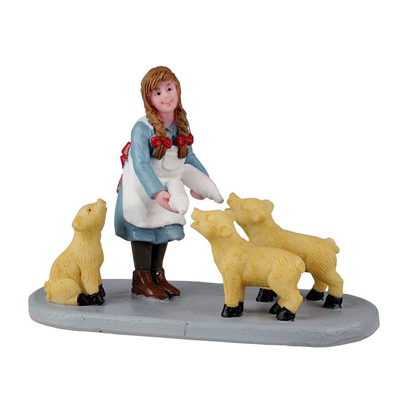 Figurine jeune fille et ses cochons LEMAX