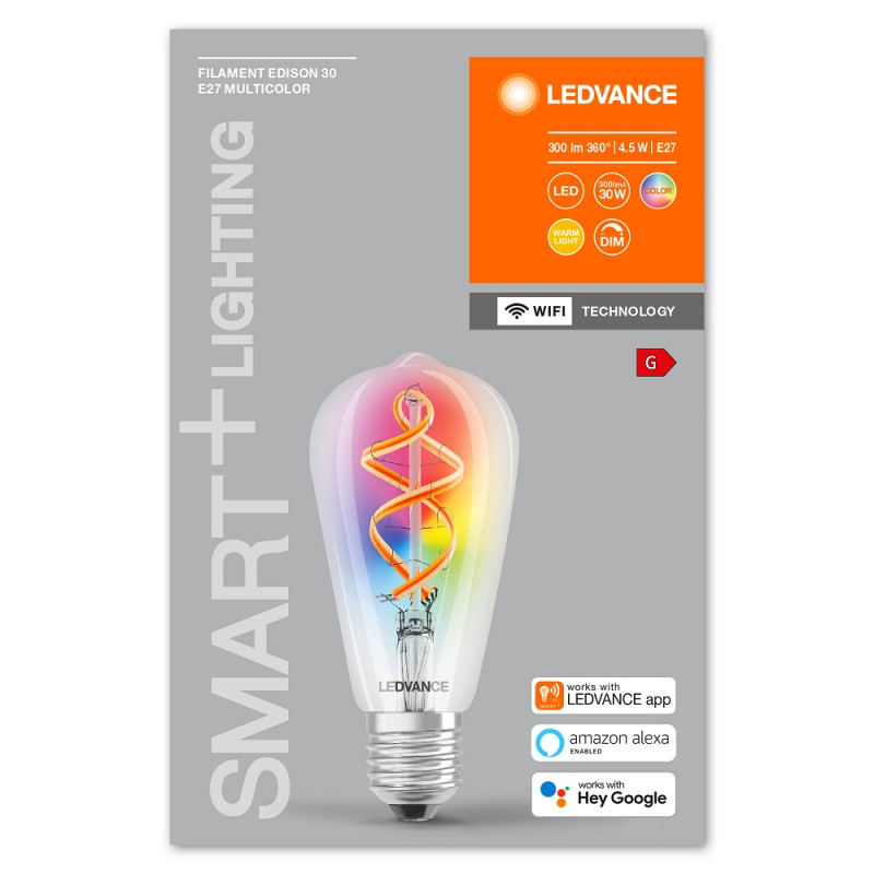 Ampoule à filament LED E27 connectée 300 lm Ø 12,4 cm 4,5 W Ampoule à filament LED E27 connectée 300 lm Ø 12,4 cm 4,5 W
