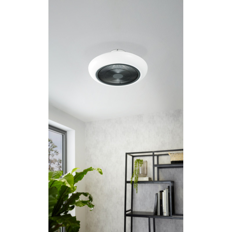 Ventilateur de plafond LED Sangineto blanc et noir Ø 45,5 cm 3 x 8,5 W EGLO