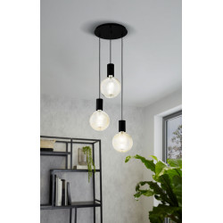 Suspension Pozueta noire Ø 33 cm E27 3 x 40 W EGLO Suspension Pozueta noire Ø 33 cm E27 3 x 40 W EGLO