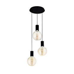 Suspension Pozueta noire Ø 33 cm E27 3 x 40 W EGLO