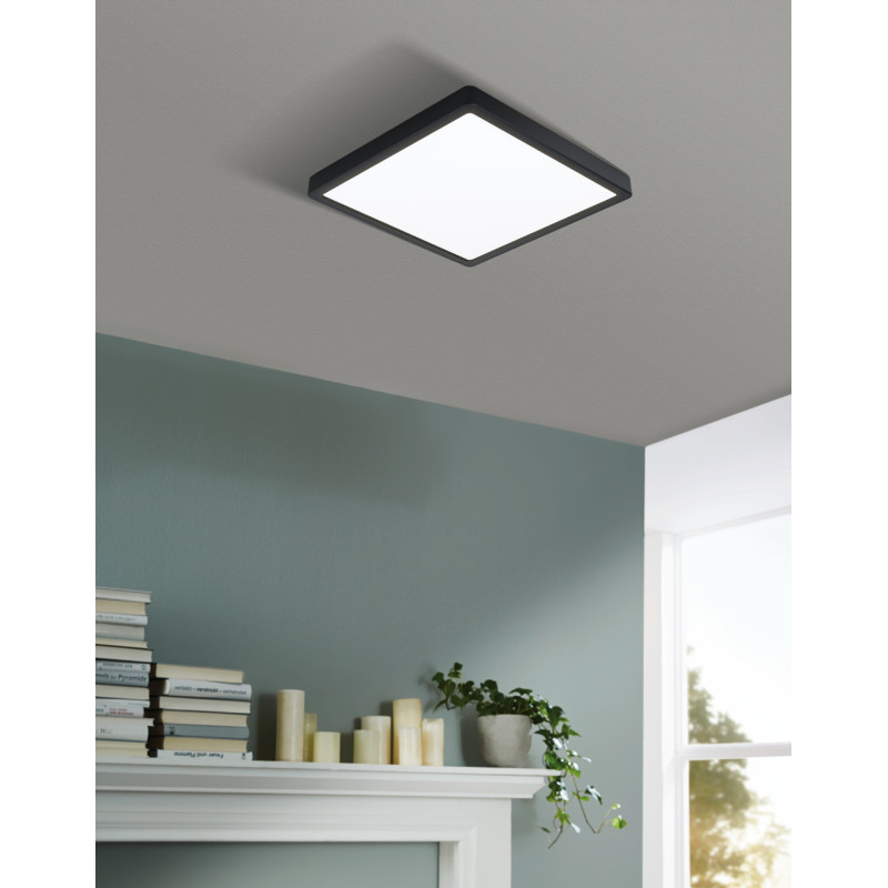 Plafonnier LED Fueva 5 noir 28,5 x 28,5 cm 3000 K 20,5 W EGLO Plafonnier LED Fueva 5 noir 28,5 x 28,5 cm 3000 K 20,5 W EGLO