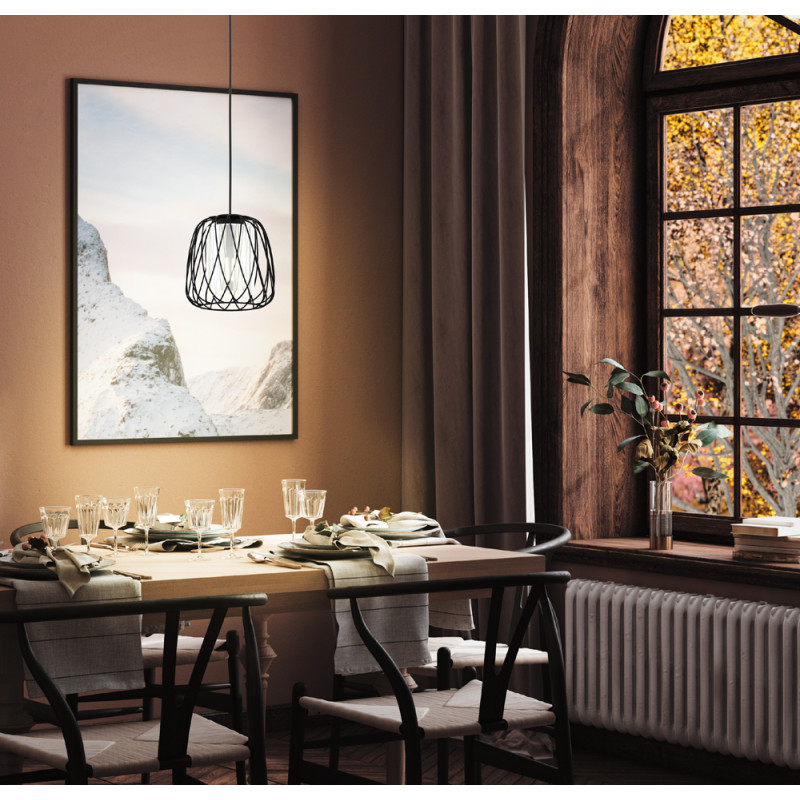 Suspension Floresta noir transparent E27 40 W EGLO