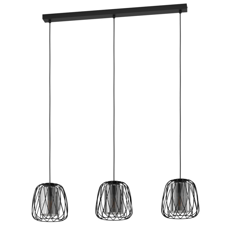 Suspension Floresta noir transparent E27 3 x 40 W EGLO